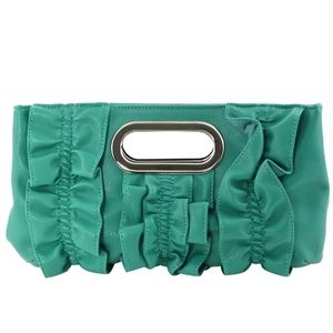 Retro 80's Style Green Faux Leather Clutch (12"x7")